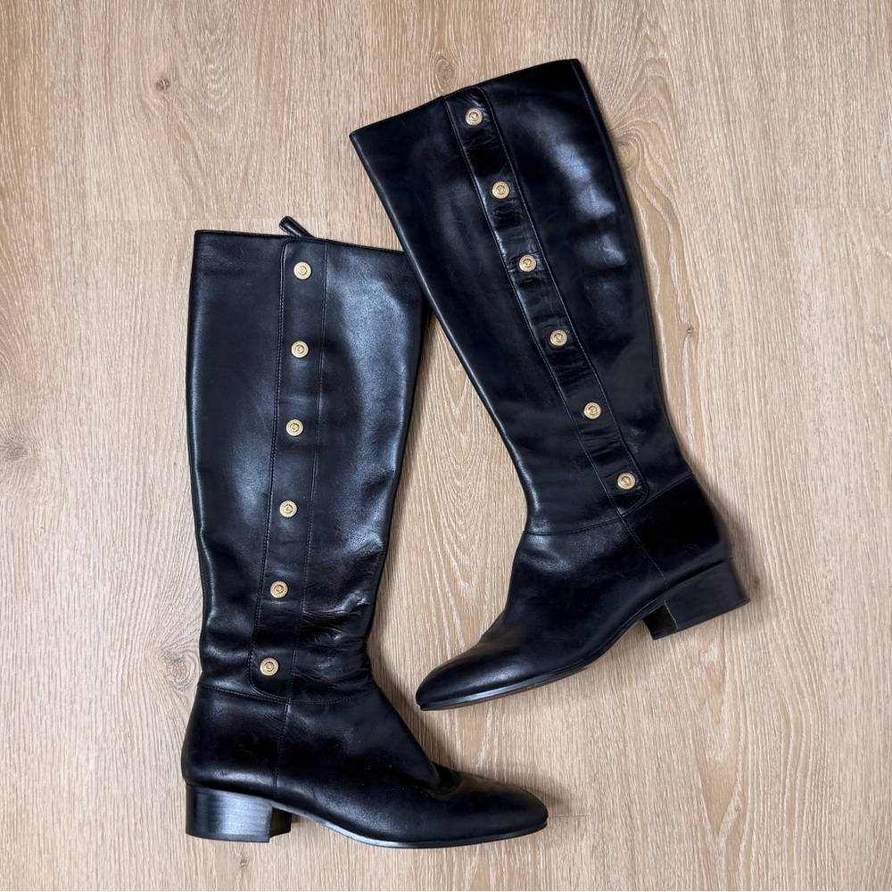 Nine West Devine Knee High Riding Leather Boots Black Women's Size 7